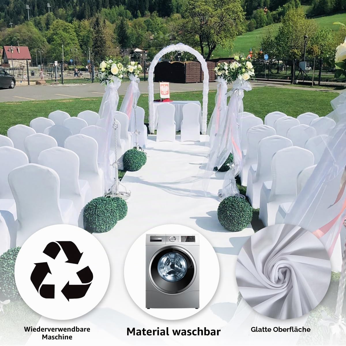 Stuhlhussen Weiß 50 Stück Stuhlüberzug Abnehmbarer Waschbarer Stuhlbezug für Schalenstühle, Stretch Stuhlhussen für Hochzeit, Party, Hotel, Restaurant
