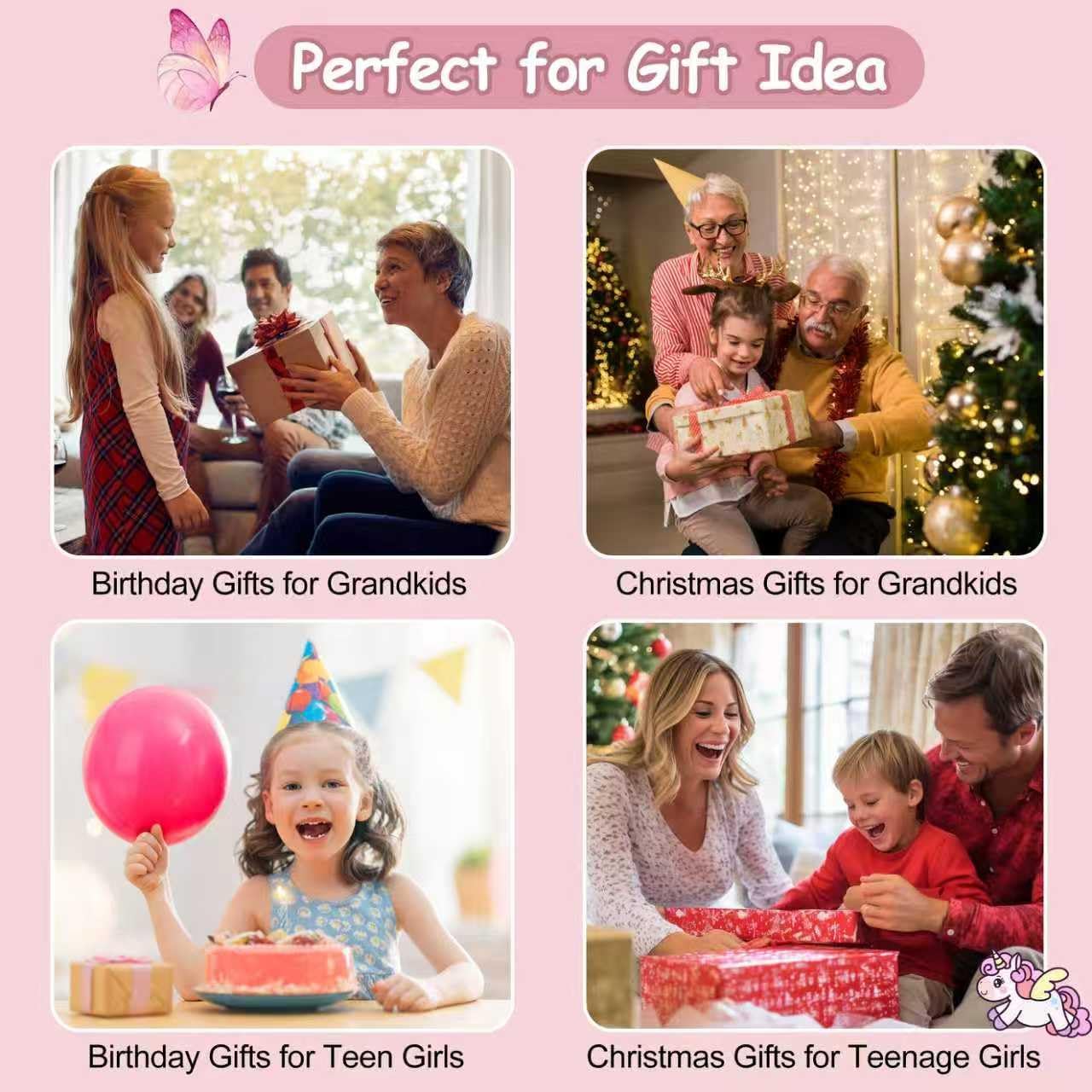 Homecor Pink Room Decor, Girls LED Photo Display, 12 Clips and Remote