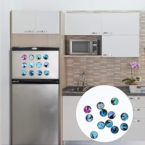 Miniatura 5 de Uonlytech - 12 imanes de cristal para nevera, diseño de lobo