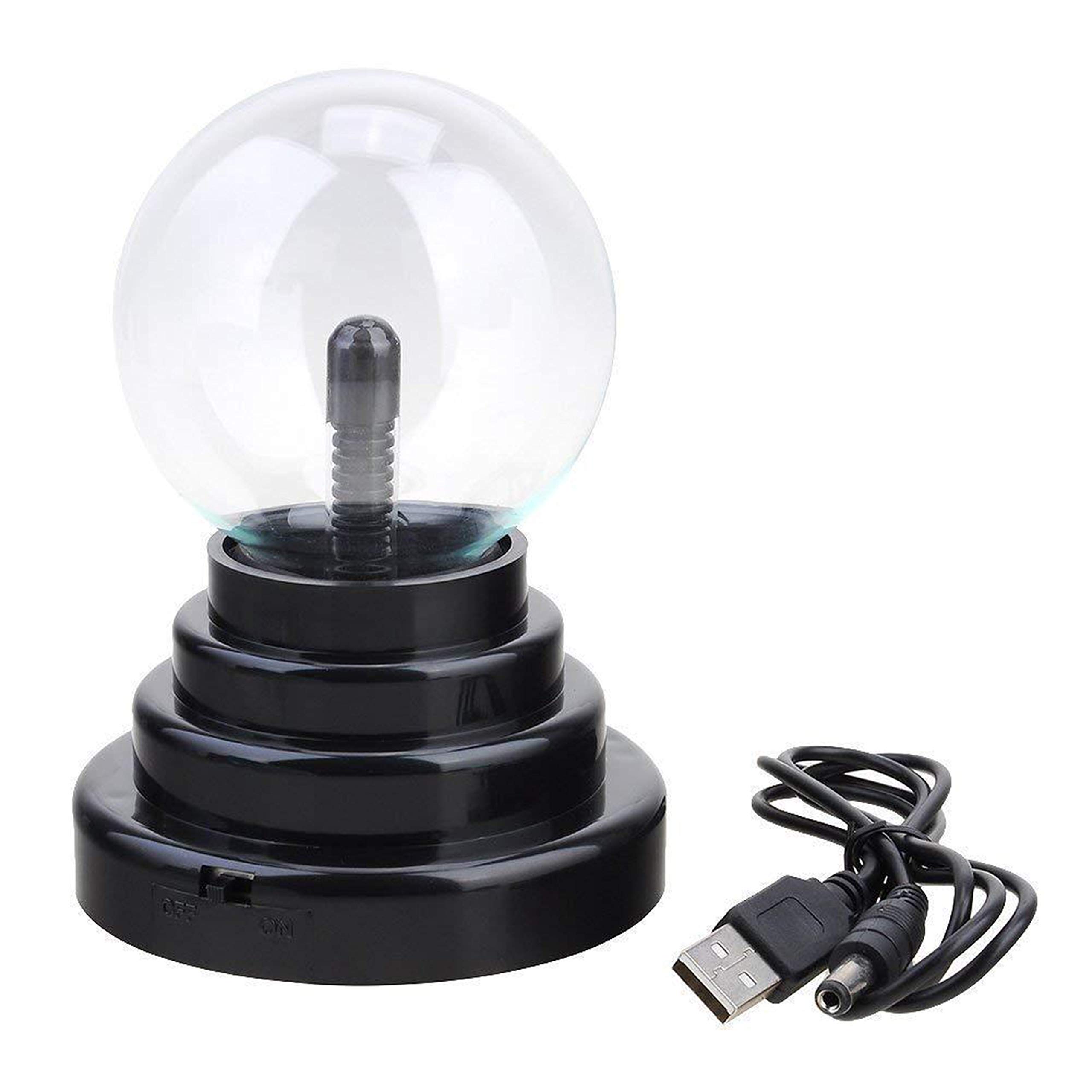 Lampa plazmowa kula - wrażliwa na dotyk magiczna błyskawica lampka nocna na imprezy i wystrój domu - zasilanie USB lub bateryjne - 7 cm