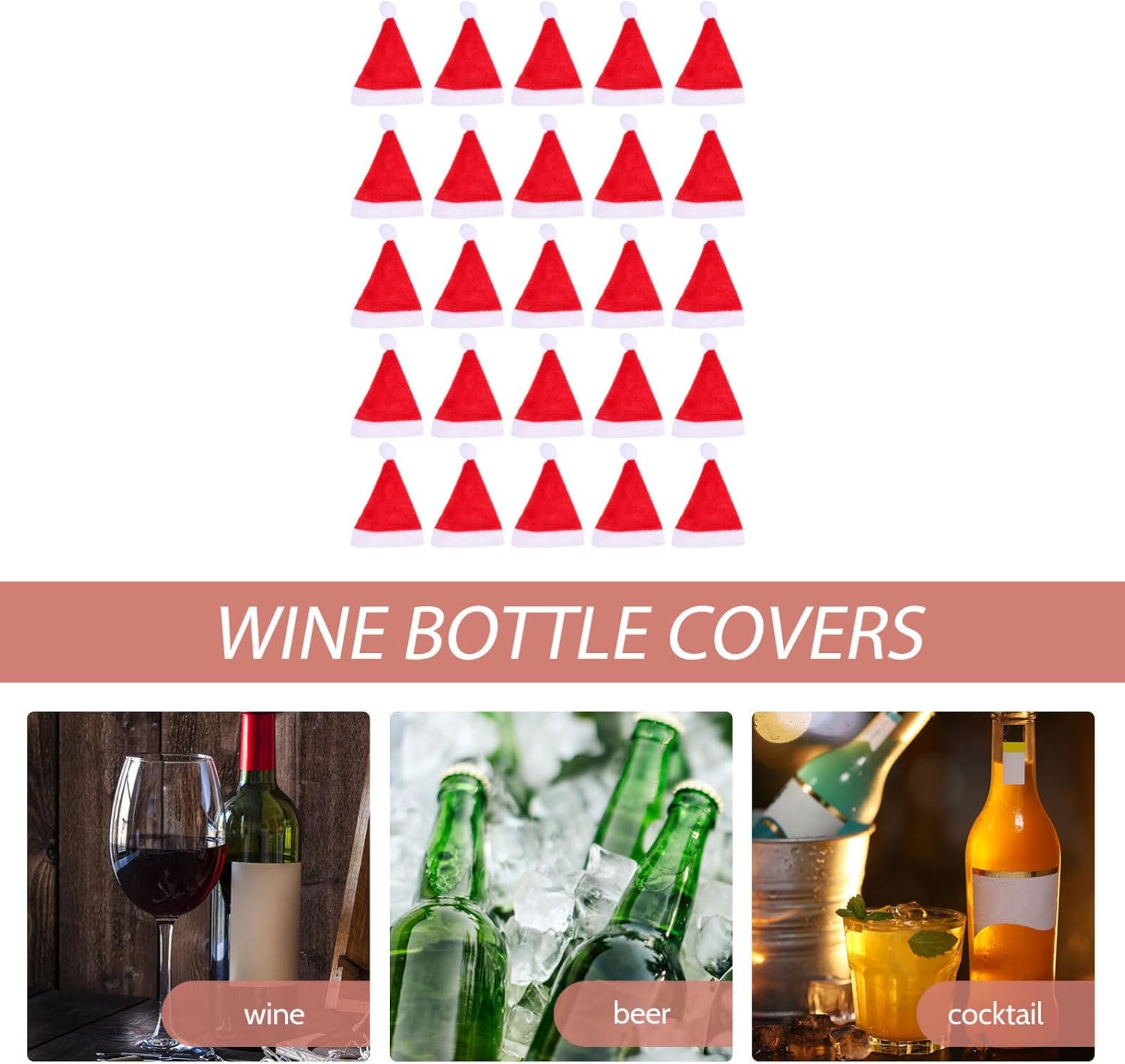 20pcs Red Velour Cloth Christmas Wine Bottle Covers Decorative