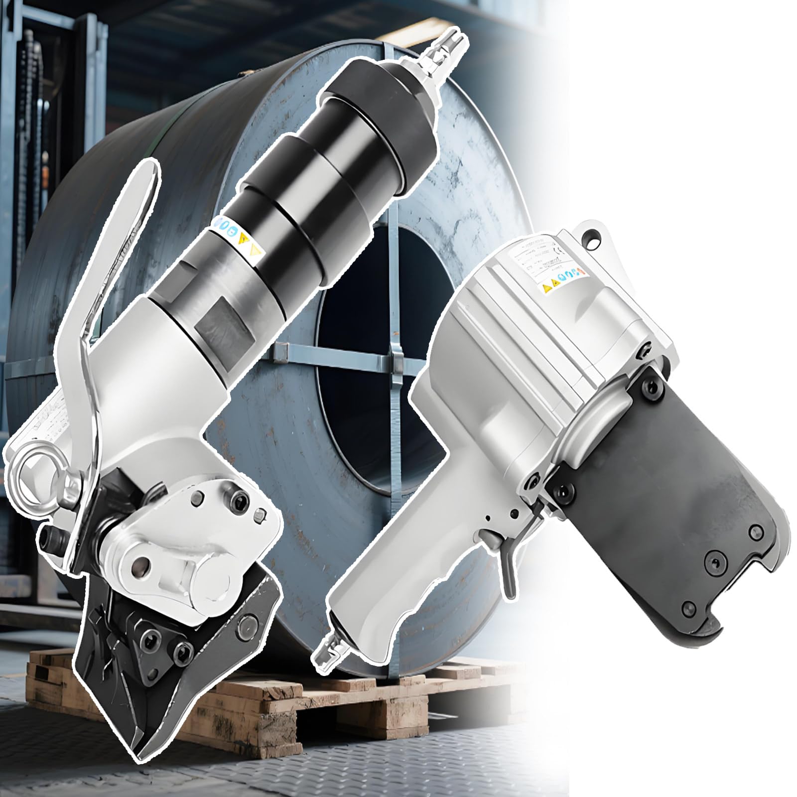 YXZYFPP Upgraded 8500n Pneumatic Metal Steel Strapping Machine - Split Tensioner & Sealer Tool,40/Min,19/25/32mm,Aviation Aluminum,For Construction & Heavy Loads Packaging 32mm (size_name 25mm)