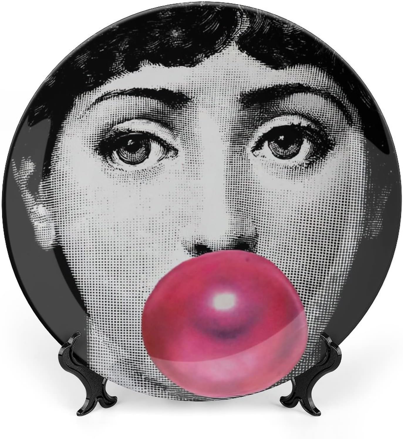 Lina Cavalieri Plate, Fornase Decorative Plate Face Makeup Plate Wall Hanging Decoration,Including Bracket and Special Spring Hook,style-12,6inch