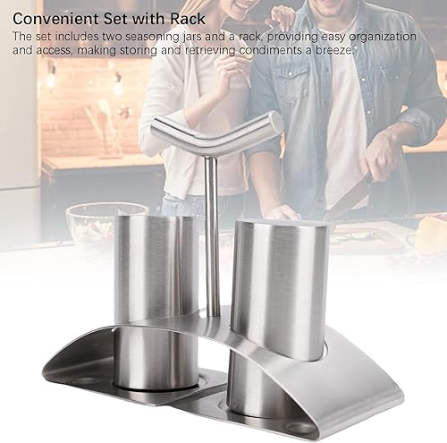 Miniatura 5 de 2PCS Stainless Steel Kitchen Seasoning Jars, Versatile Seasoning Condiment Bottle with Rack, Seasoning Jars for Salt, Sugar, Seasonings, Powders