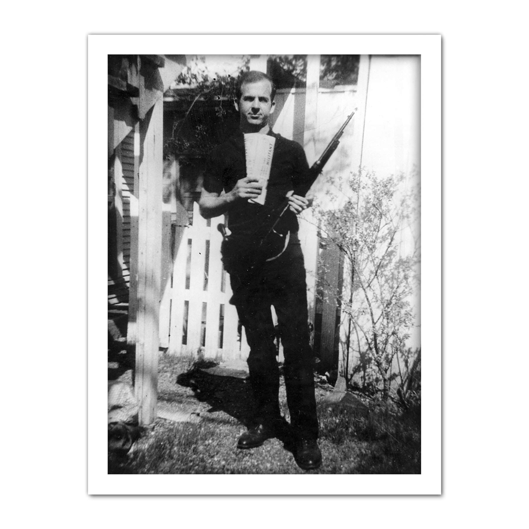 Artery8 JFK Kennedy Assassin Harvey Oswald Backyard Photo Artwork Framed Wall Art Print 18X24 Inch