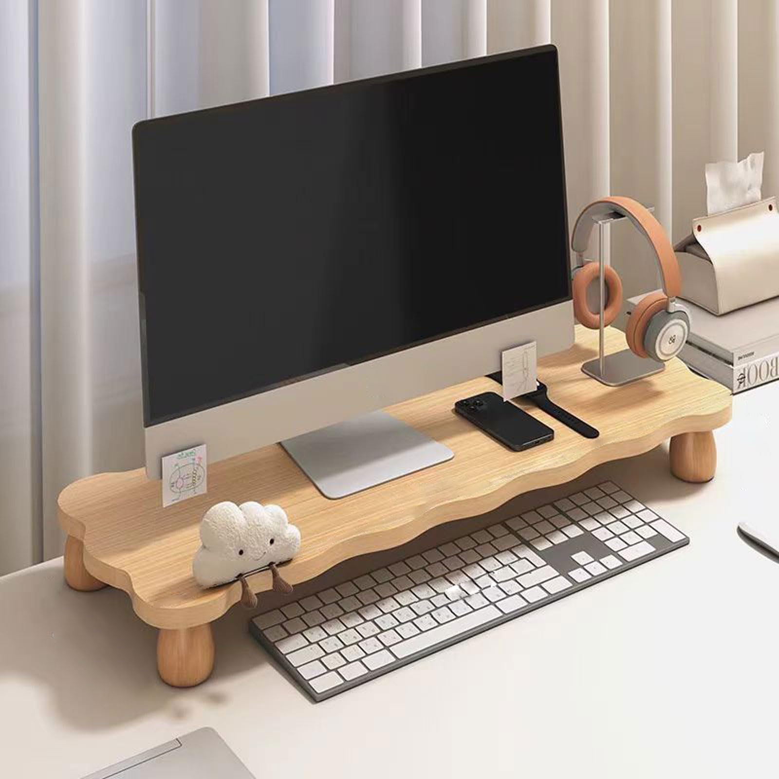 Supporto per Monitor,Rialzo scrivania,alzaschermo,Supporto Alza Schermo Pc,Rialzo Monitor per Scrivania,Supporto per Monitor in Legno,Forte carico,Pratico,per Monitor,Laptop,stampanti
