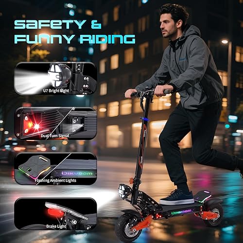 Miniatura 9 de Patinete eléctrico de 5600 W 38.4 AH para adultos, rango de viaje de 50 MPH y 62 millas, scooter plegable de doble accionamiento rápido, neumático