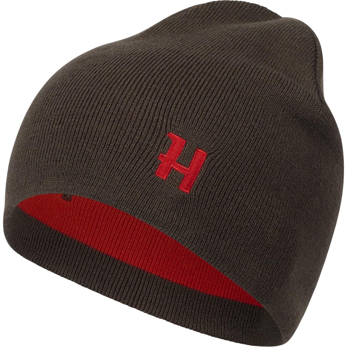 Harkila Aspire - Gorro reversible, color marrón y rojo