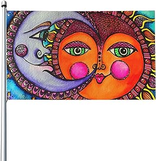 Outdoor Flags Sun and Moon Celestial Hippie Art Flags Garden flag Double Sided Yard Flags 3x5FT Spring Summer Holiday Garden Decor for Outside, Lawn, Porch, Balcony.