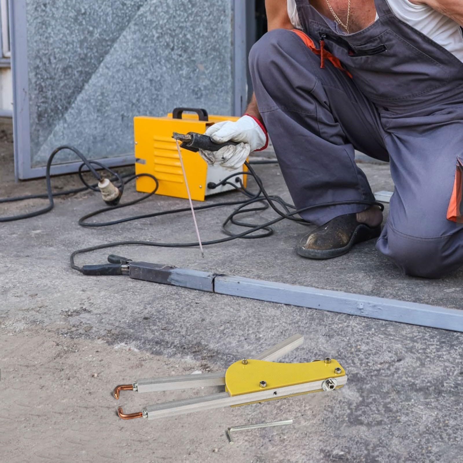 Pinza per saldatura a punti in metallo per riparazioni fai da te, design ergonomico con regolabile per pressione, adatta per lamiere d'acciaio da 1+1 mm, strumento di saldatura da 123 mm