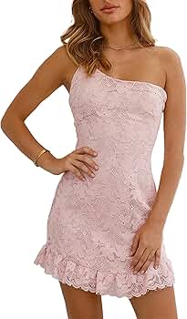 Amazon.com: Women's Tie One Shoulder Spaghetti Strap Mini