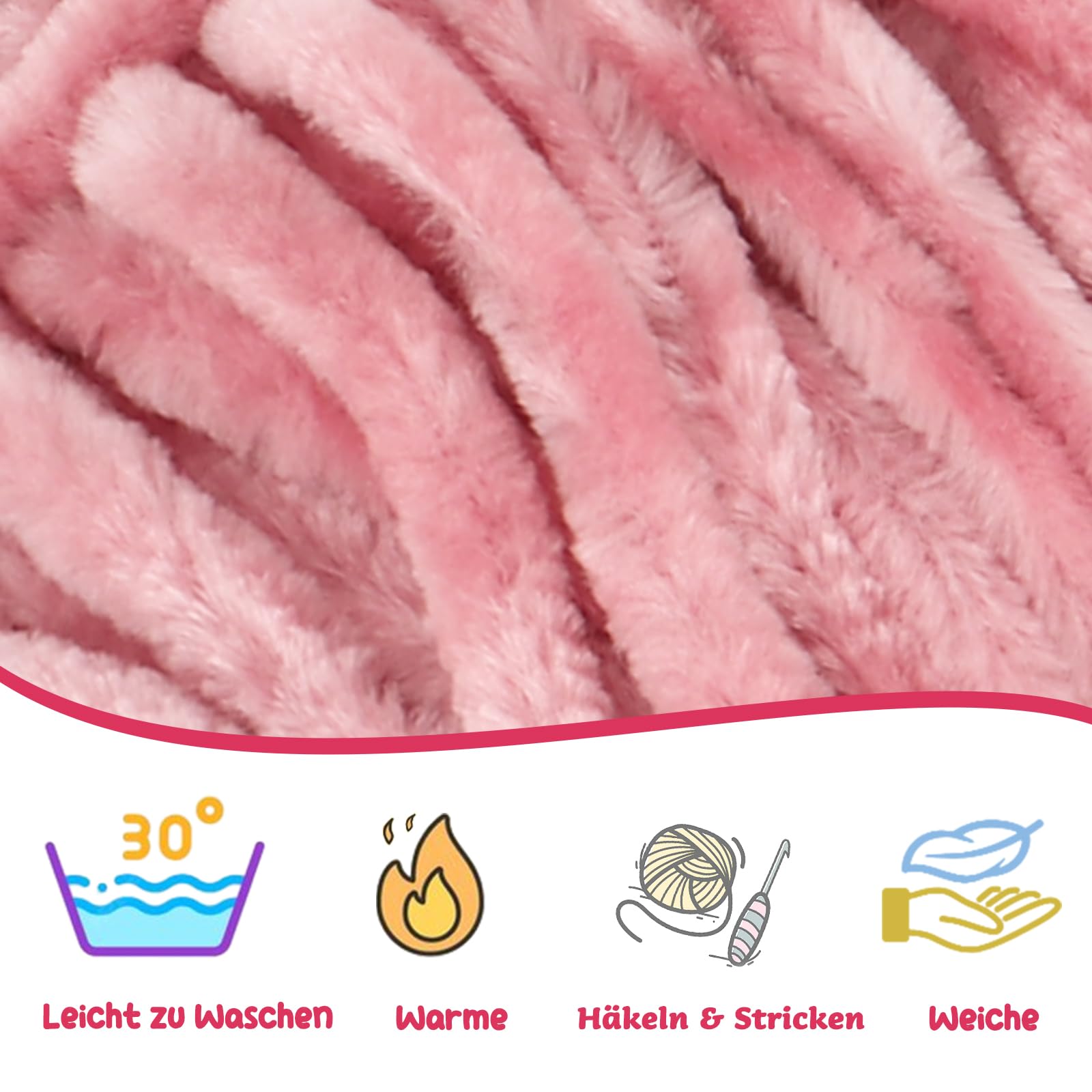 Aeeque Set Di Lana Ciniglia Spessa 300g Per Uncinetto, Colore Bianco, Con Accessori: Segnapunti, Aghi E Forbici, Morbida Per Cappelli E Amigurumi