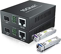 Vista 6 de Un par de convertidores de medios Gigabit Ethernet Bidi, convertidor de fibra LC único a Ethernet RJ45 para 10/100/1000Base-Tx a 1000Base-LX