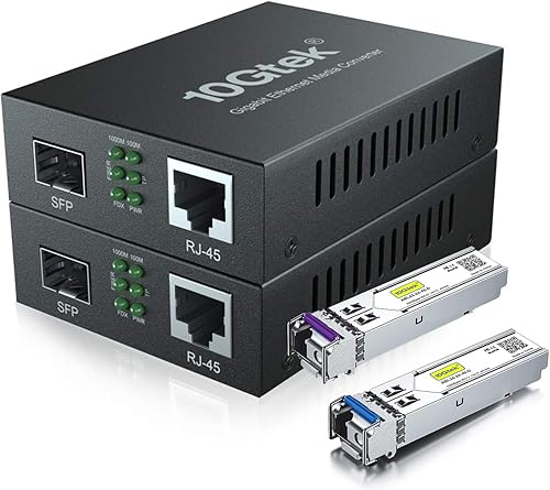 Miniatura 6 de Un par de convertidores de medios Gigabit Ethernet Bidi, convertidor de fibra LC único a Ethernet RJ45 para 10/100/1000Base-Tx a 1000Base-LX