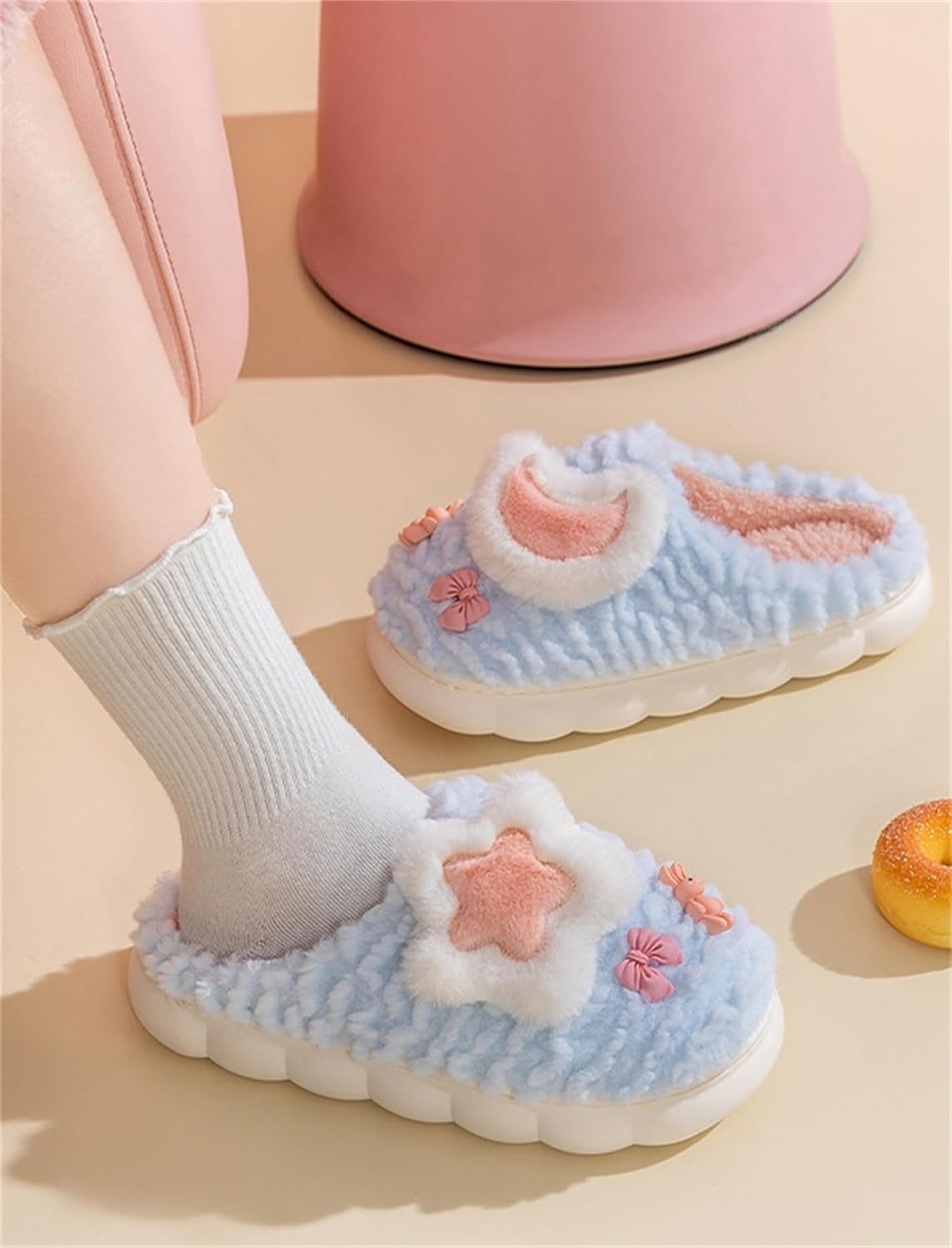 Cute Women's Star Plush Slippers - Warm Indoor & Outdoor Slippers - Image 4