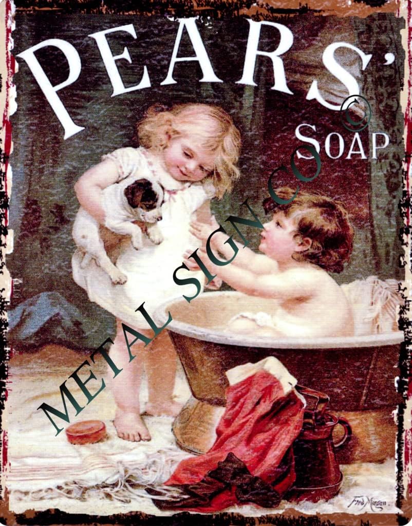 8x10in PEARS SOAP(PUPPY) BATHROOM METAL SIGN RETRO VINTAGE STYLE 8x10in 20x25cm