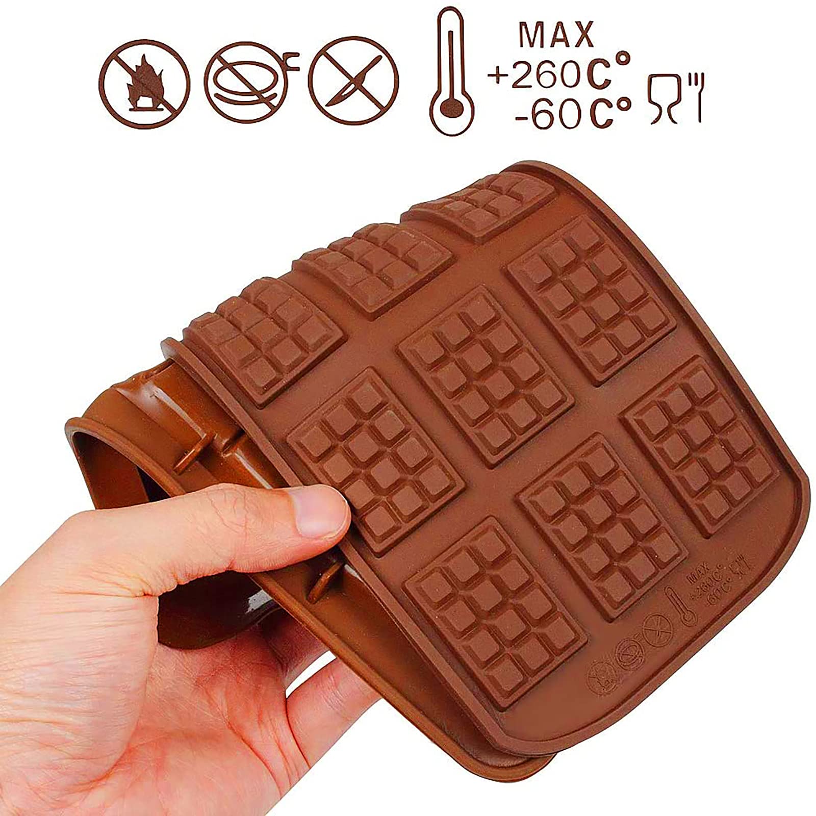 Stampo per barrette di cioccolato | Stampo per cialde fai da te in silicone a 12 cavità – Vassoio per cubetti di ghiaccio per whisky, stampo per