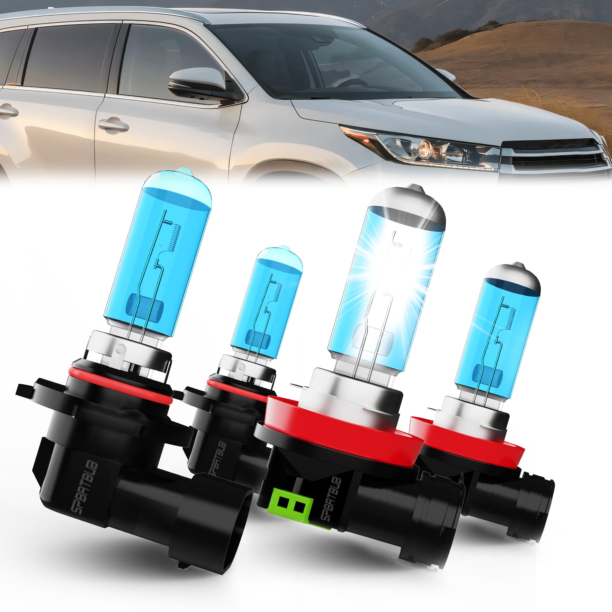 SPBRTBUB Headlight Bulbs compatible with Toyota Highlander (2011-2022) Halogen headlights, 9005/HB3/H10 High Beam & H8/H9/H11 Low Beam Halogen Bulb,