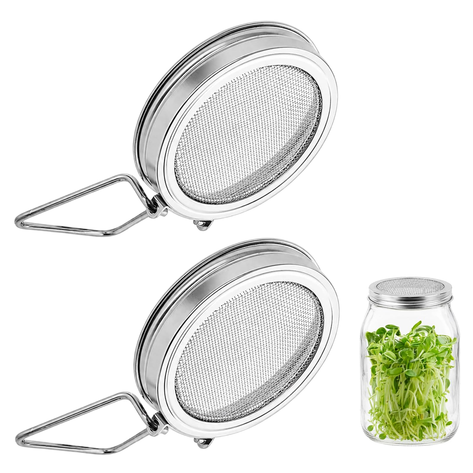 DXPETA Sprouting Jar Kit with Broccoli Sprouts Seeds, Indoor Sprouting Kit for Home Gardeners, Space-Efficient Kitchen Gardening Sprouting Jars, Two 86mm Sprouting Lids