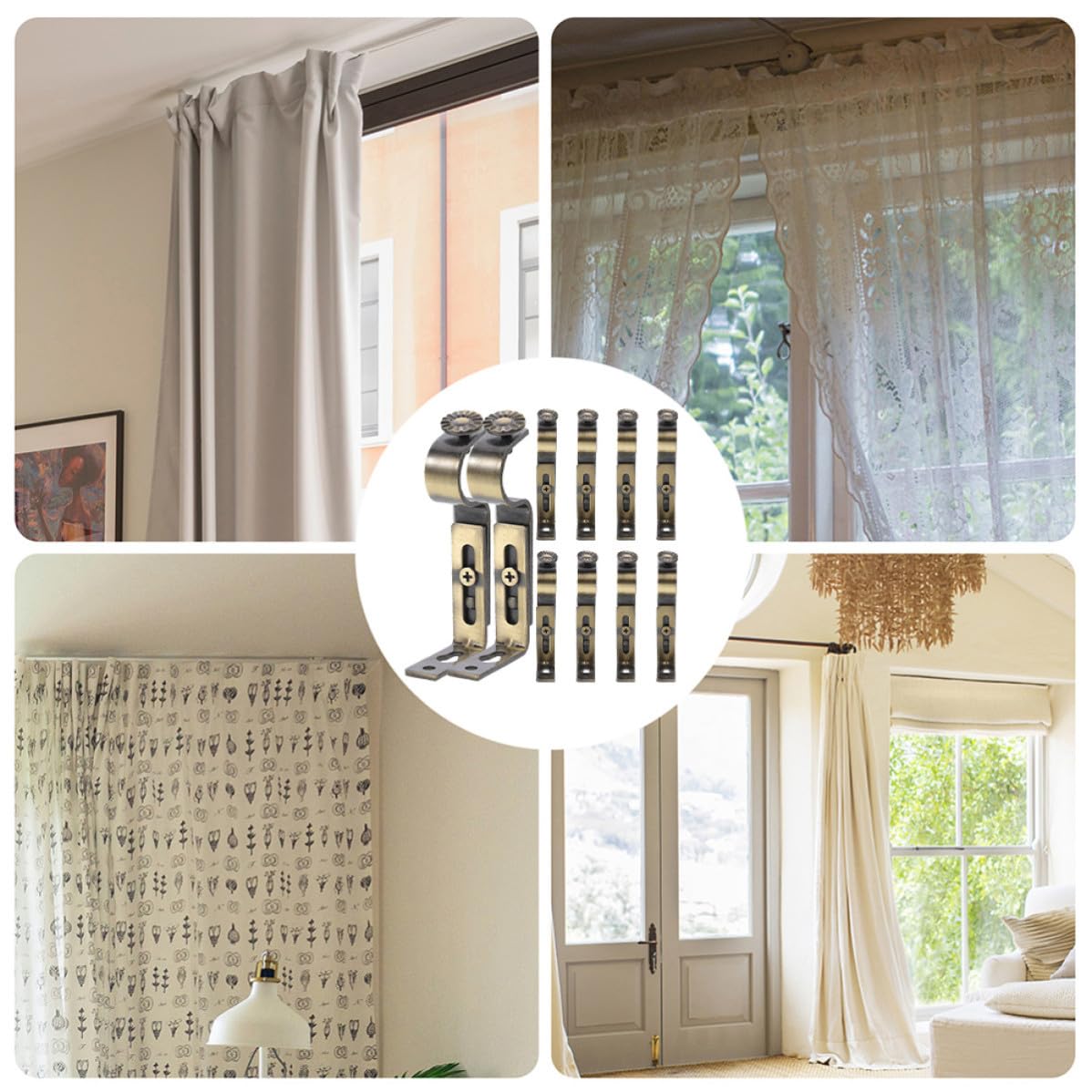 Supporti per Bastone Tende in Ferro 10 Pezzi per Bastoni Pesanti, Finitura Liscia, Facile da Installare, per Soggiorno e Sala da Pranzo