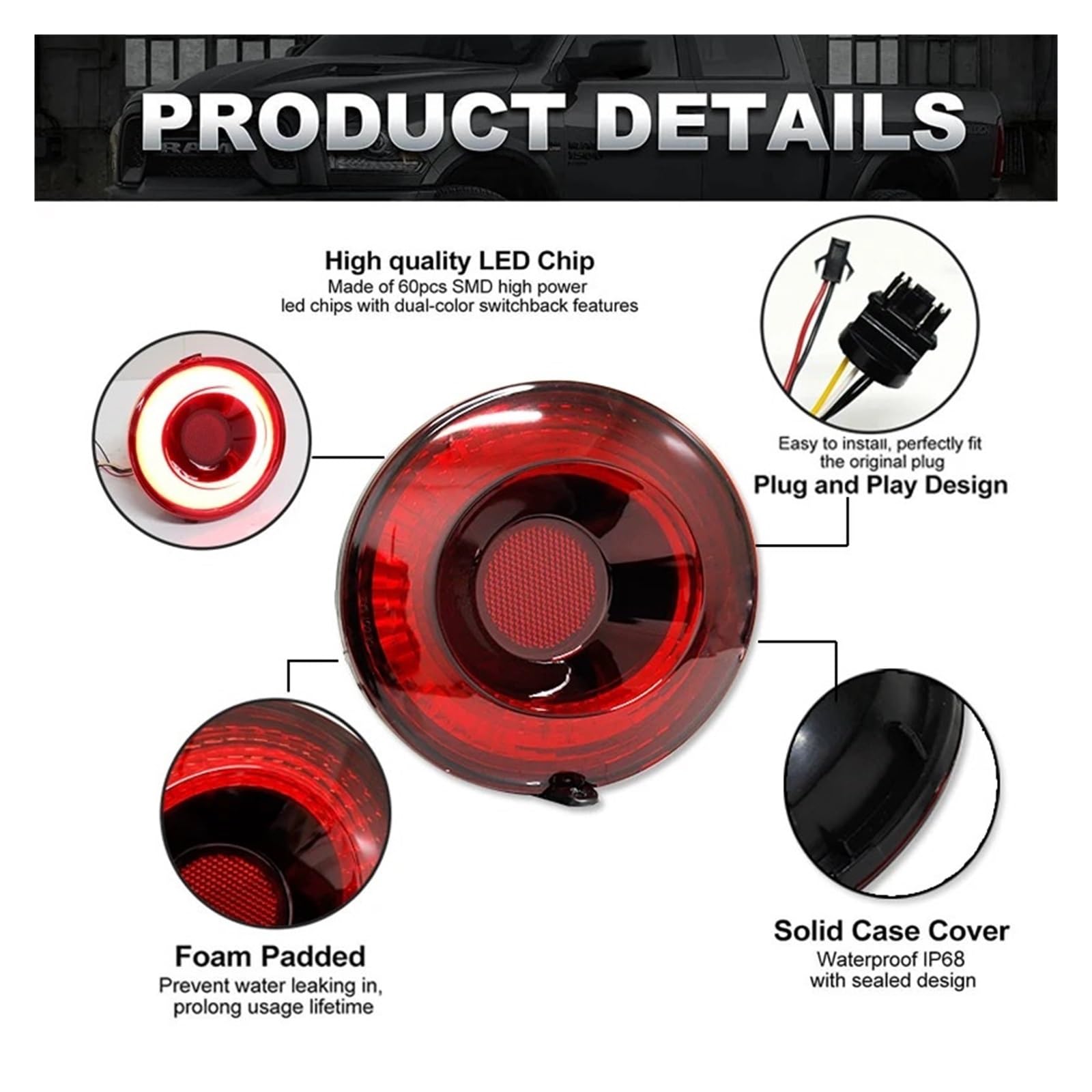 4x LED Rückleuchten Für Chevrolet Corvette C6 2005-2013 - Rot, Plug & Play