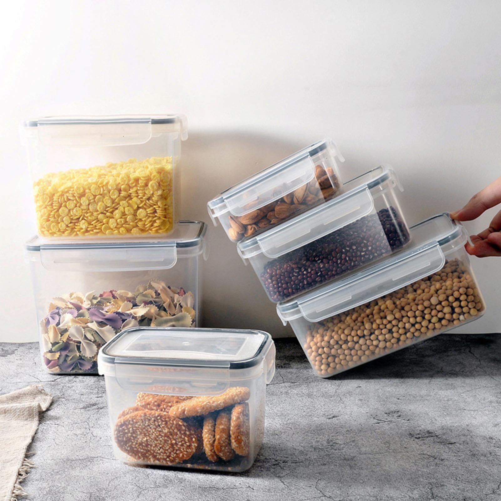 EXBERT Caja de almacenamiento de alimentos, recipientes reutilizables a prueba de fugas para microondas y congelador, contenedores de almacenamiento apilables, contenedores de almacenamiento