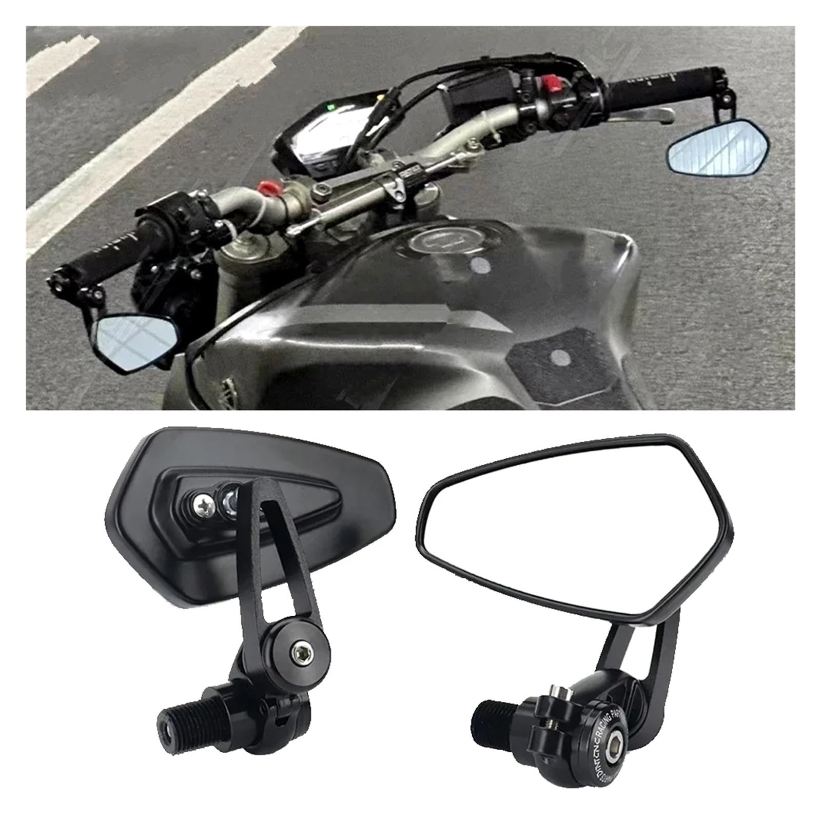 Espejos Retrovisores Para Moto MT-07, MT-09, MT-10 - Kit Stealth Winglet, Ajustables Y De Aluminio