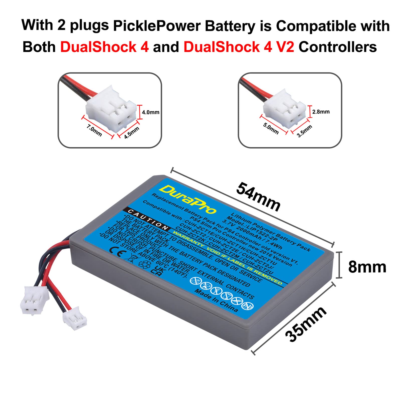 DuraPro Batteria LIP1522 2000 mAh, compatibile con Sony PlayStation 4 PS4 V1 V2 Dualshock 4 CUH-ZCT1E CUH-ZCT1H CUH-ZCT1U CUH-ZCT2 o CUH-ZCT2U