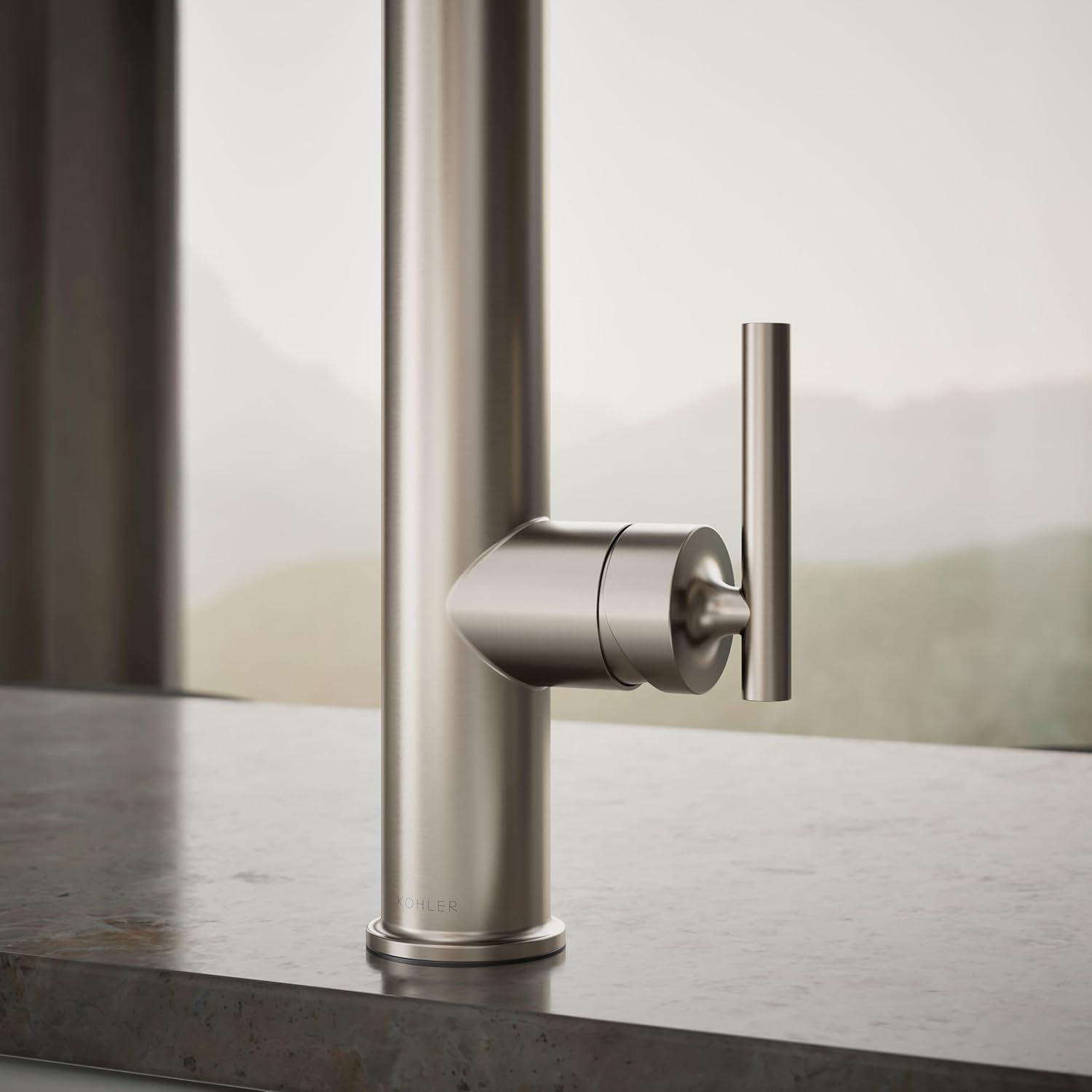 KOHLER 24982-VS Purist Commercial Kitchen Faucet with 3-Function Pull Down Sprayer, Vibrant Stainless