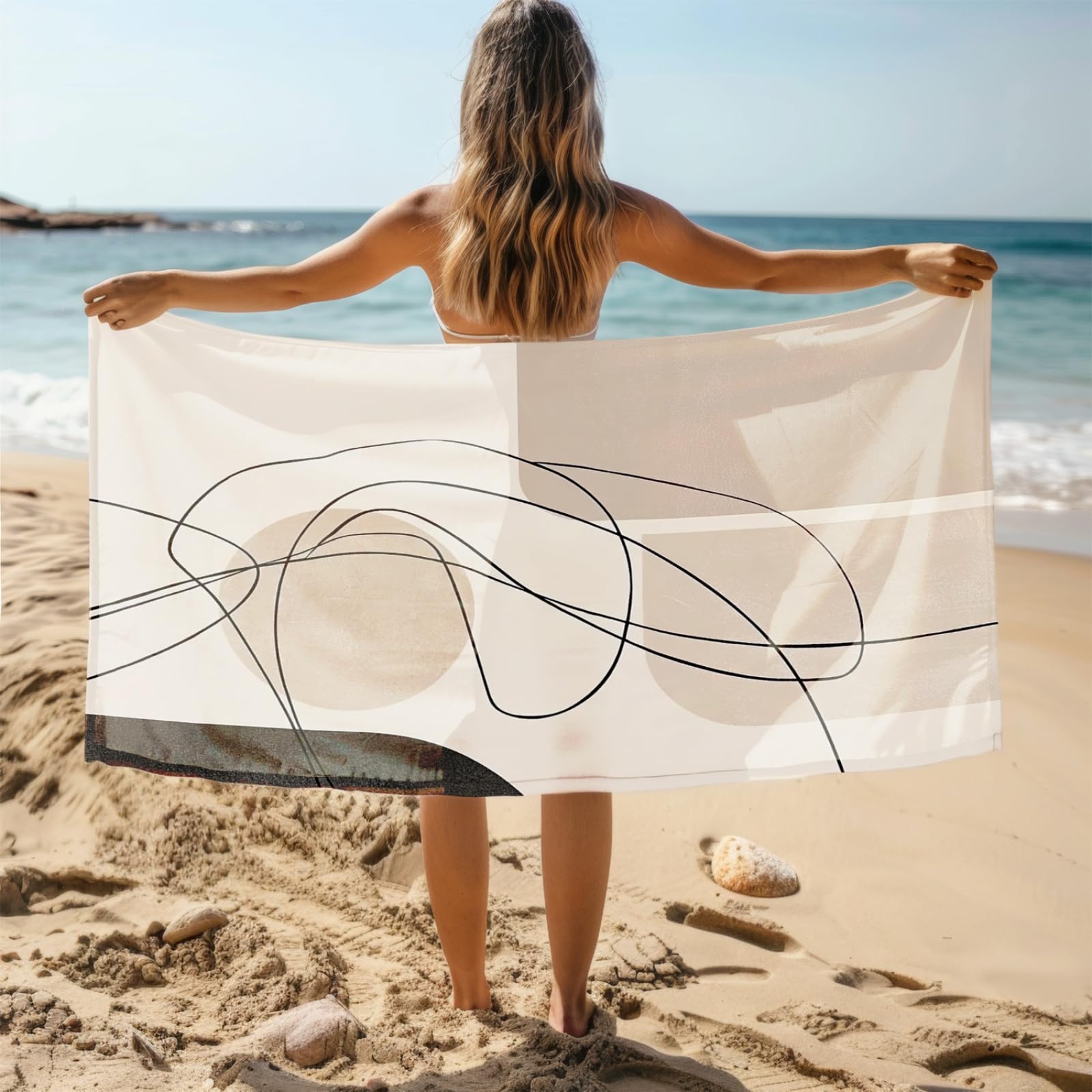 Générique Serviette de Plage 90X180 Modèle Beige