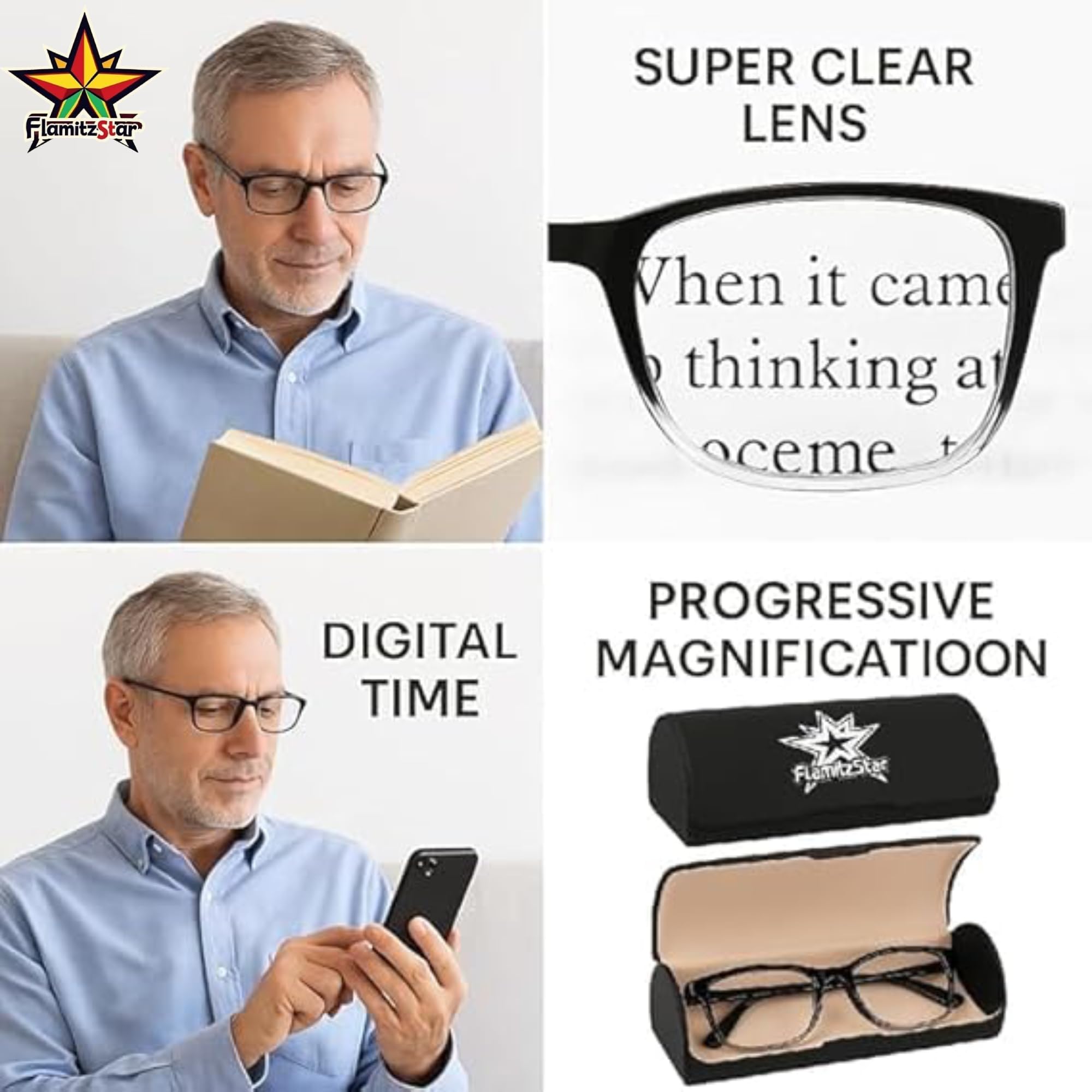 One Power Reading Glasses for Men & Women – +0.5 to +2.5 Power Flex Focus Blue Light Blocking Specs – Progressive Magnifying Rimless Lightweight Flexible Readers for Computer, Books & Screens — Amazon image 7