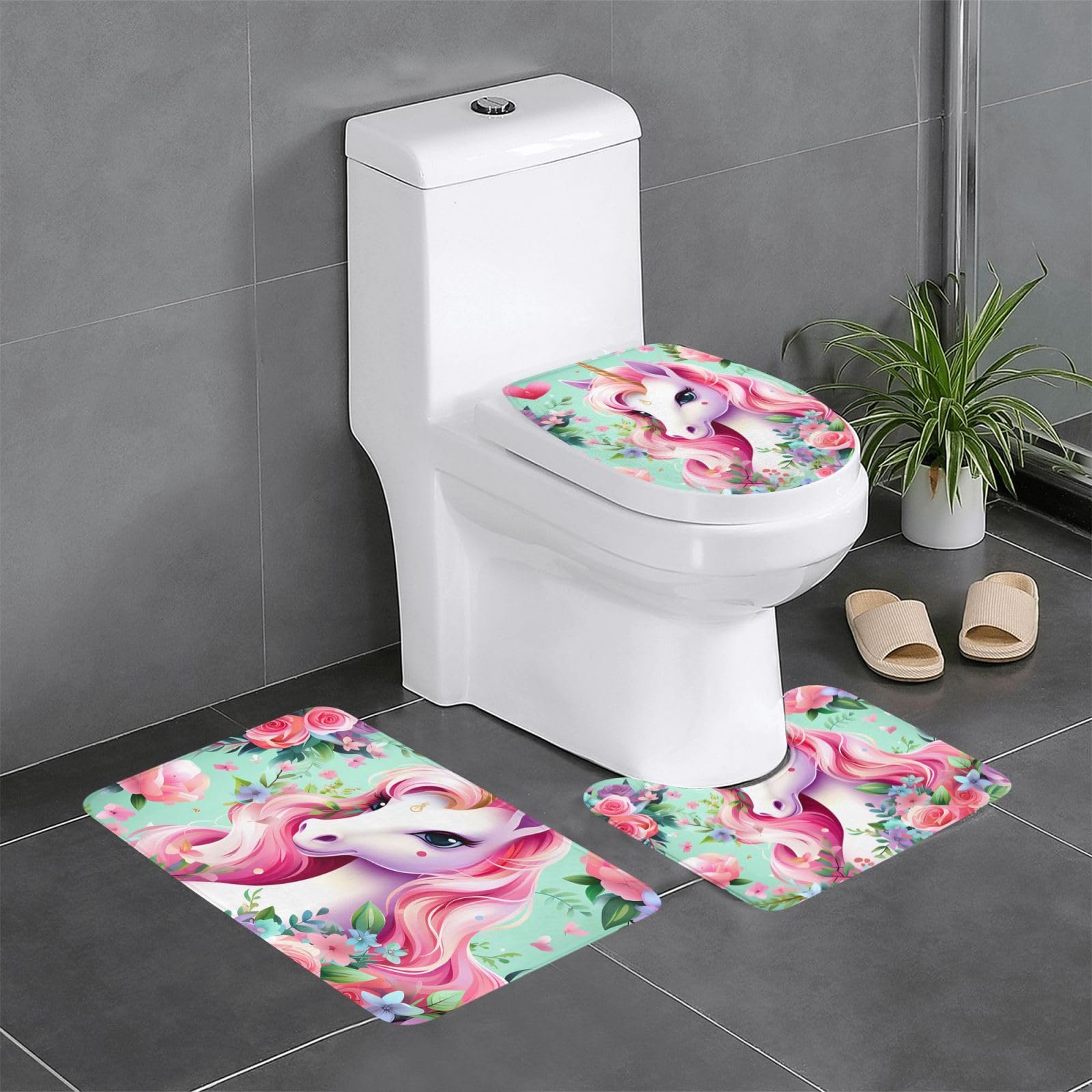 Tapis de salle de bain antidérapants licorne rose : finis les sols froids et les glissades