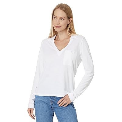 Lilla P Long Sleeve Collared V Neck Women