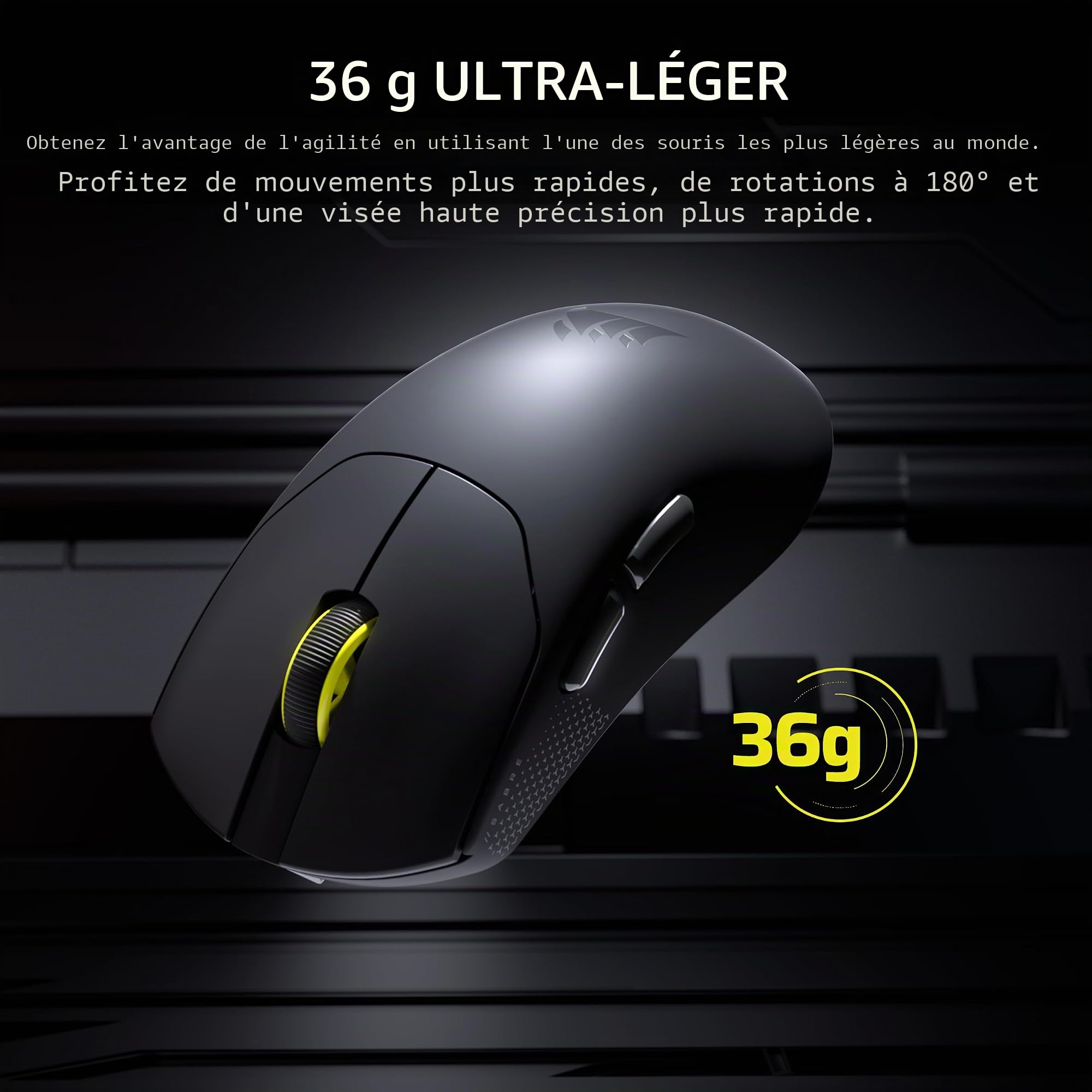 Corsair Sabre v2 Pro Souris de Jeu FPS sans Fil ultralégère - 33 000 DPI, Poids 36 g, Hyper-Polling 8000 Hz, interrupteurs mécaniques, autonomie sans Fil jusqu'à 70 Heures