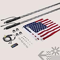 Vista 9 de True Mods - 2 luces led de látigo en espiral, RGB, control remoto inalámbrico RF, bandera, impermeable, antena para RZR Can-Am Polaris, SxS, 4x4