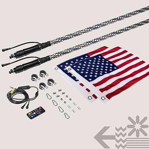 Miniatura 9 de Luces LED de 3 pies con bandera espiral - 21 modos - 20 colores - control remoto - resistente a la intemperie - luces  Accesorios para ATV Polaris