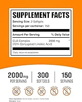Vista 2 de BulkSupplements. Com cápsulas blandas de ácido linoleico conjugadas - suplementos de CLA, CLA 2000 mg, CLA Cápsula de cártamo, píldoras CLA - 2