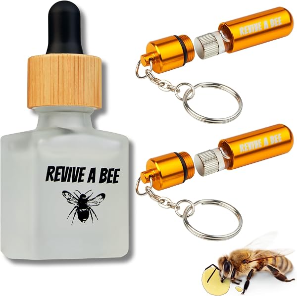 Revive a Bee Gift Box, 2 x Bee Revival Kit Keyrings, 1x Refill Bottle & Plantable Seed Paper, Gift For Eco-Conscious Nature Lovers - 1