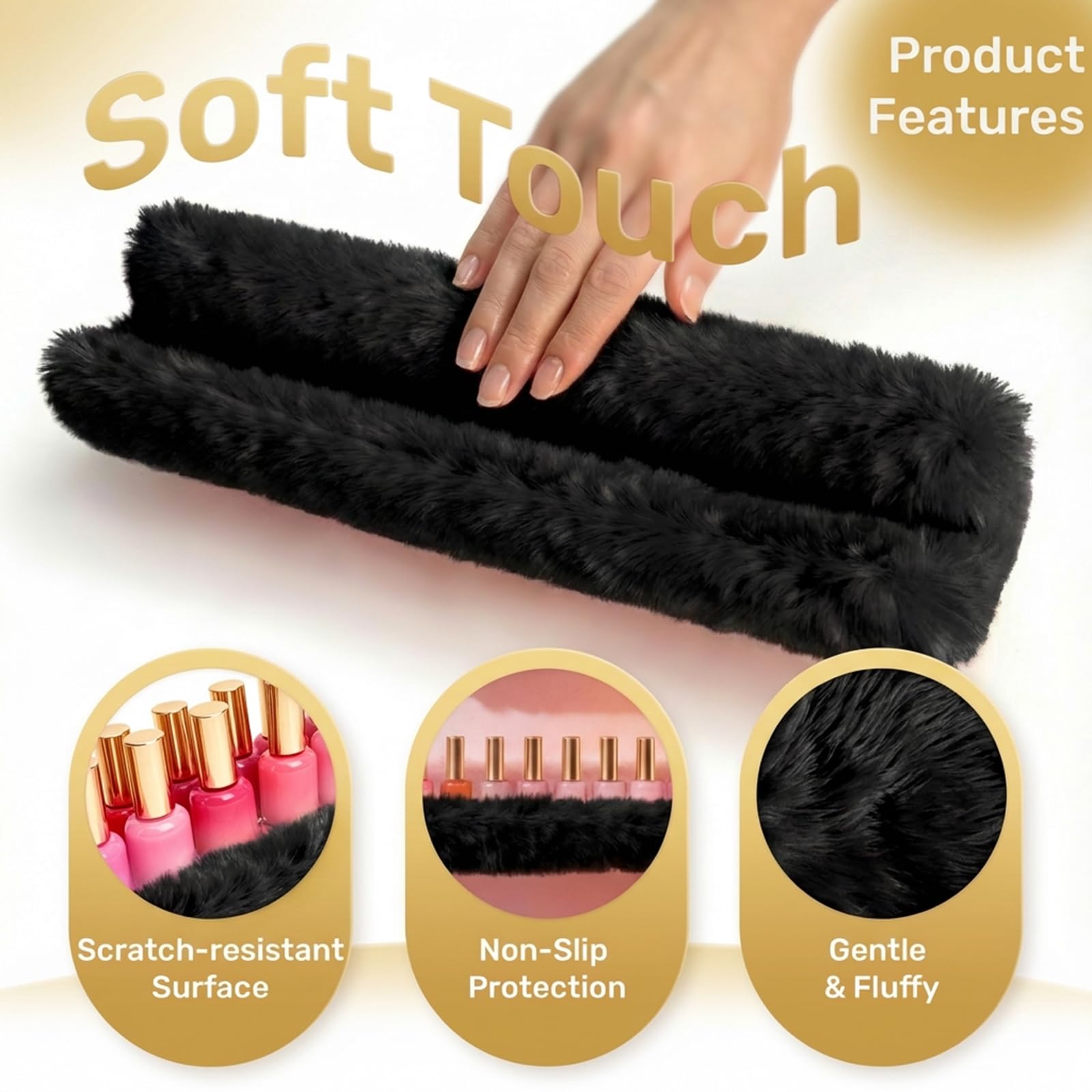 Care&More YJ 15-Inch Fuzzy Nail Polish Wall Shelves, 4-Pack