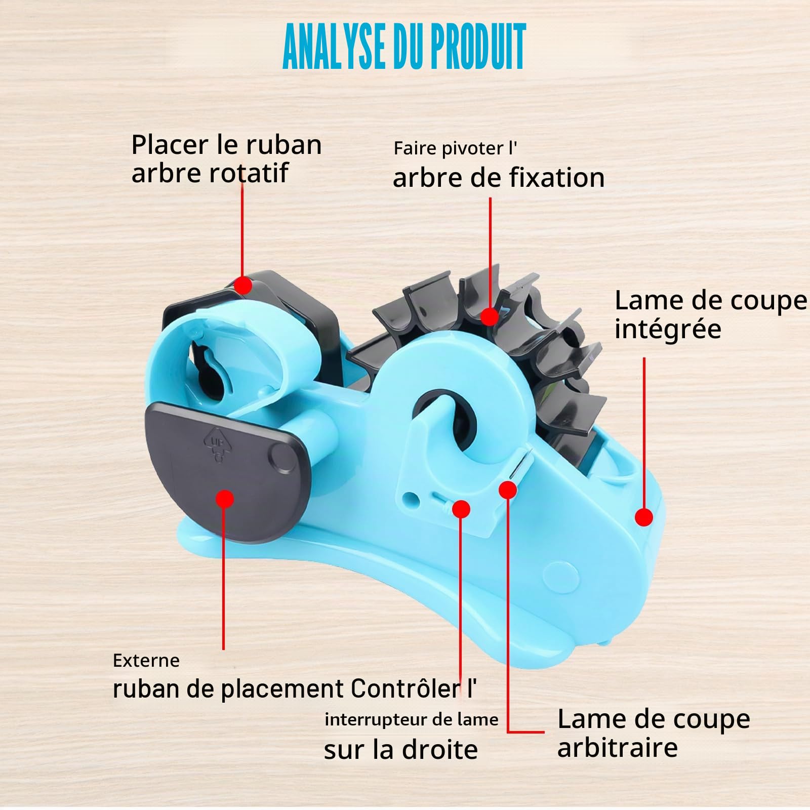 Distributeur de bande chauffante avec rouleaux de découpe multiples, dévidoir de ruban thermique par sublimation pour coller du vinyle sur du ruban adhésif, bleu