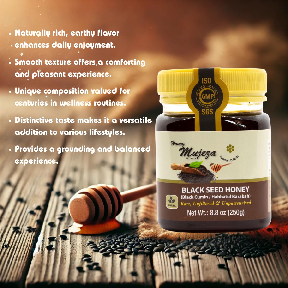 Mujezat Al-Shifa Black Seed Honey (Black Cumin - Nigella Seeds) 500g, 17.6oz