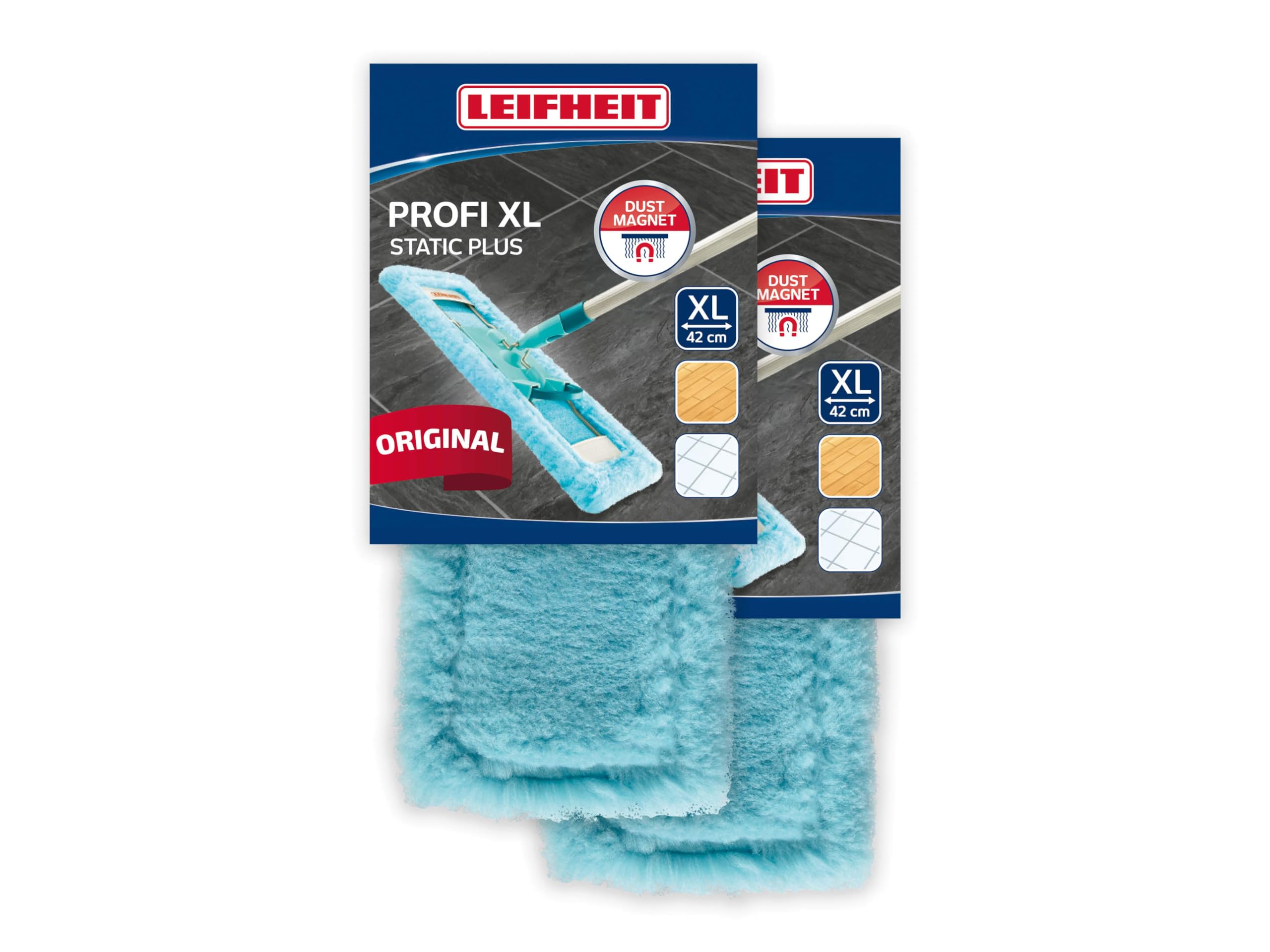 Set Leifheit de 2 Fundas de recambio para mopa Profi XL static plus, funda de poliéster lavable para mopa superabsorbente, apta para todo tipo de suelos, funda leifheit para mopa lavable a 40ºC