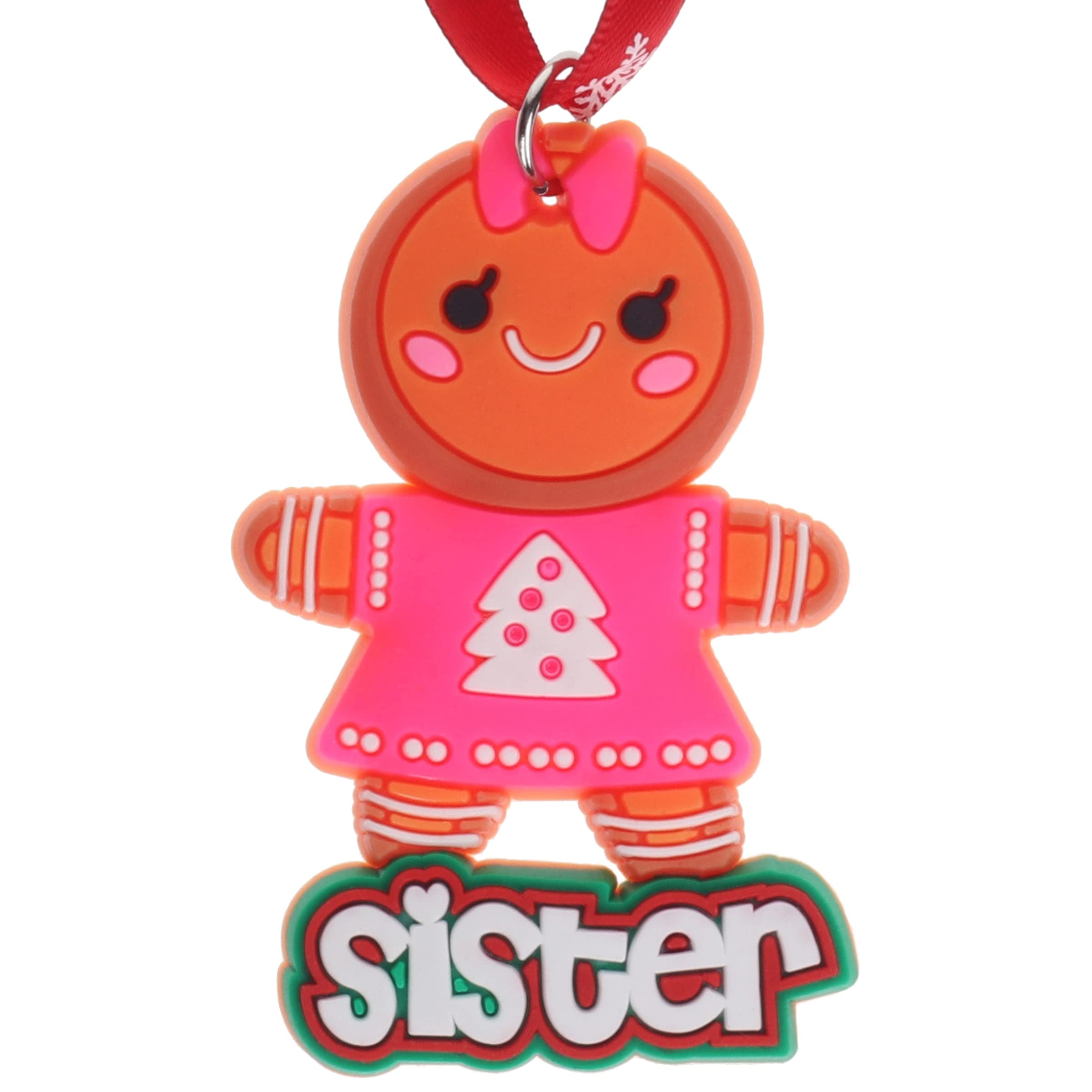Gingerbread Sister Hanging Christmas Tree Decoration Silicone Ornament Novelty Bauble - Stocking Filler - Secret Santa - Colourful Multicoloured - Small Gift - Funny