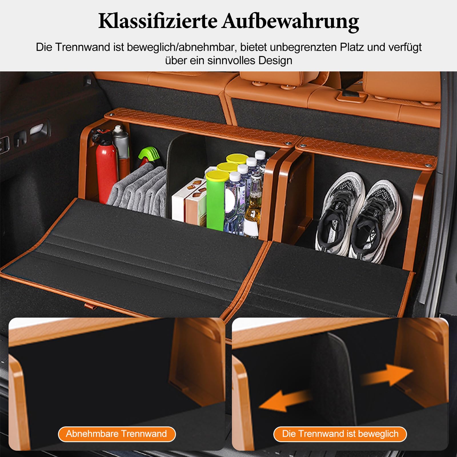 Ergocar Kofferraum-Organizer aus Leder, Aufbewahrungsbox für sauberes Werkzeug, Zubehör, faltbarer, magnetischer Deckel, wasserdicht, geeignet für PKW, SUV, LKW