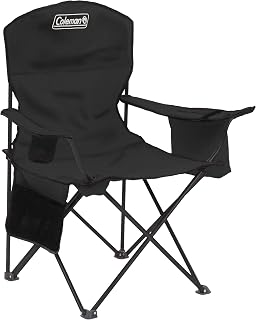 Coleman Portable Camping Chair with Built-in 4-Can Cooler, Cushioned Seat, Back, Side Pockets & Cup Holder