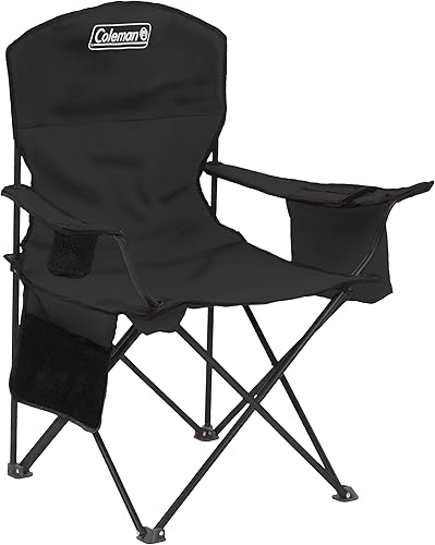 Coleman Portable Camping Chair with 4-Can Cooler, Cushioned Seat & Back with Side Pockets & Cup Holder, Carry Bag Included, Great for Camping,