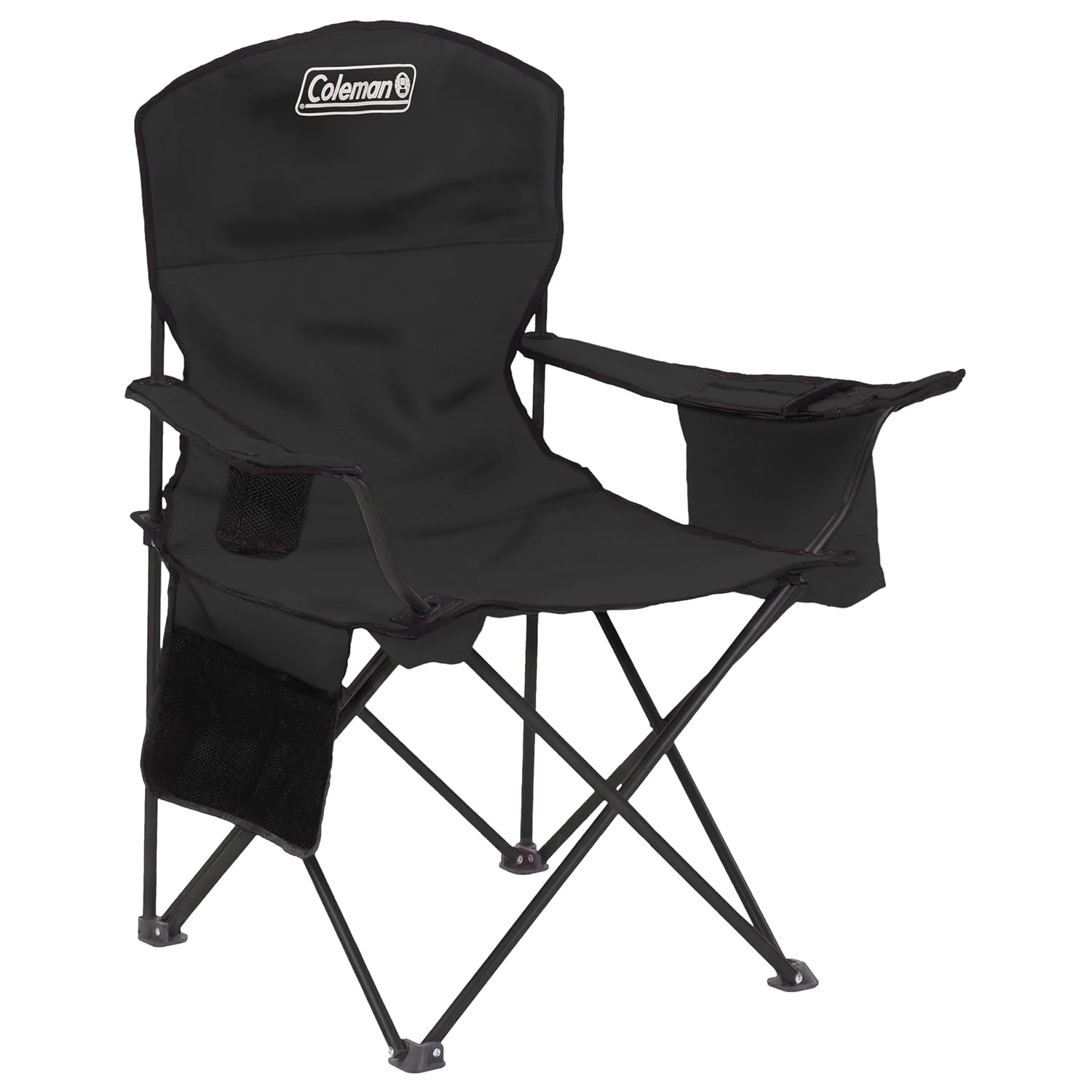 Coleman Polyester, Polyvinyl Chloride Oversized Quad Chair, Sturdy Foldable Camping Chair with Attached Can Cooler and Cup...