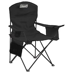 Coleman Portable Camping Chair with 4-Can Cooler Cushioned Seat Back with Side Pockets Cup Holder Carry Bag Included