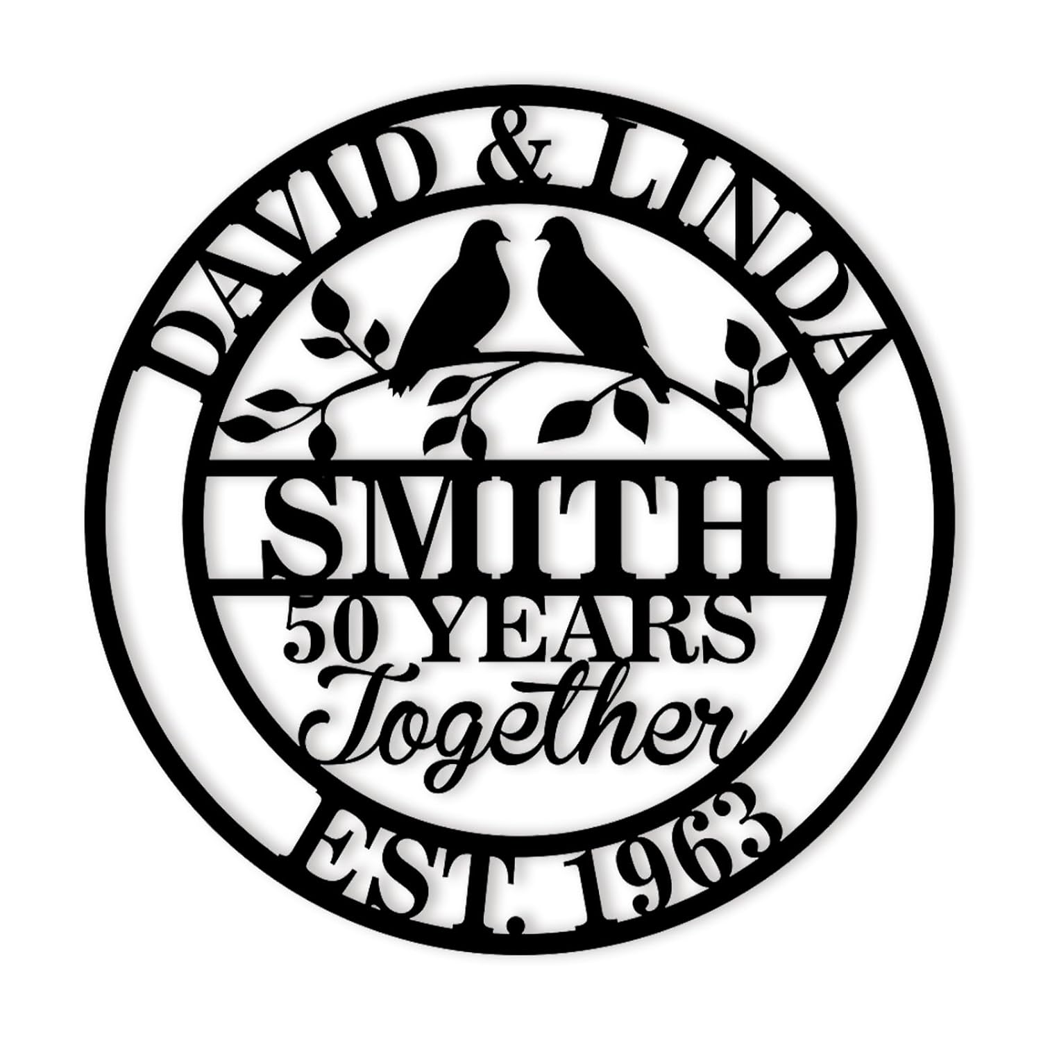 Personalized Wedding Anniversary Metal Sign | Custom Name Sign | 50th 60th 40th 30th 25th or Any Year Metal Sign Wedding Gift | Metal Wall Art | for Couple Parents