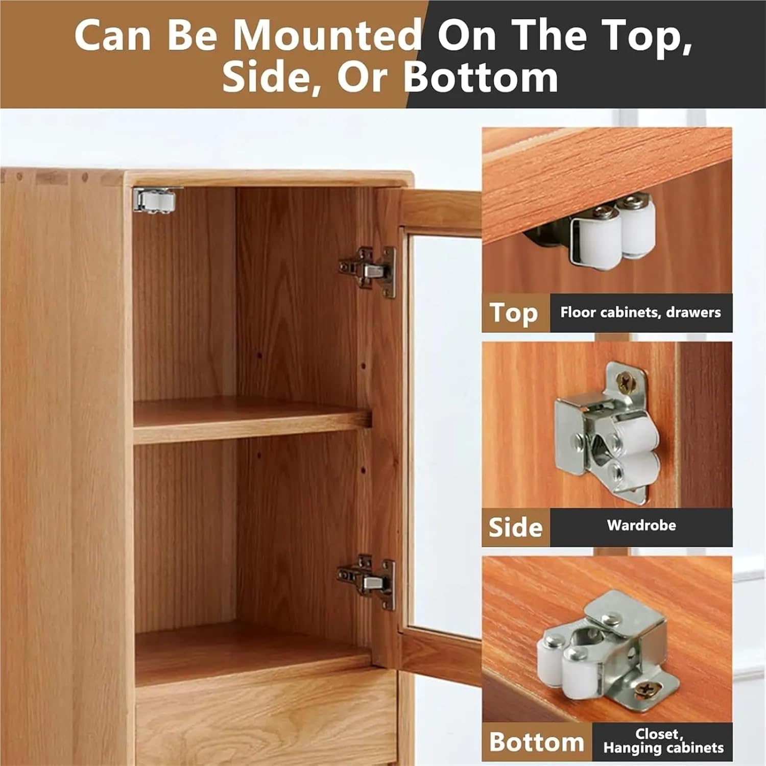 Double Roller Strong Hold Cupboard Cabinet Door Catches with Screws,Cabinet Catch Door Latch for Home Furniture Cabinet Cupboard(Silvery 20pcs)